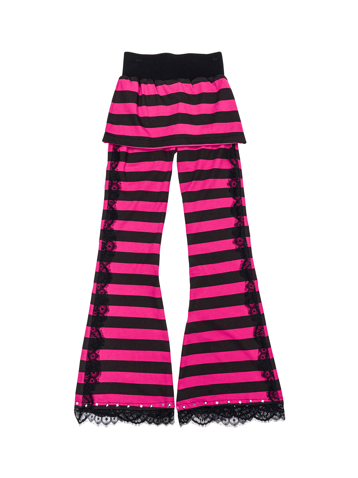 Striped Lace Flare Pants　X3691