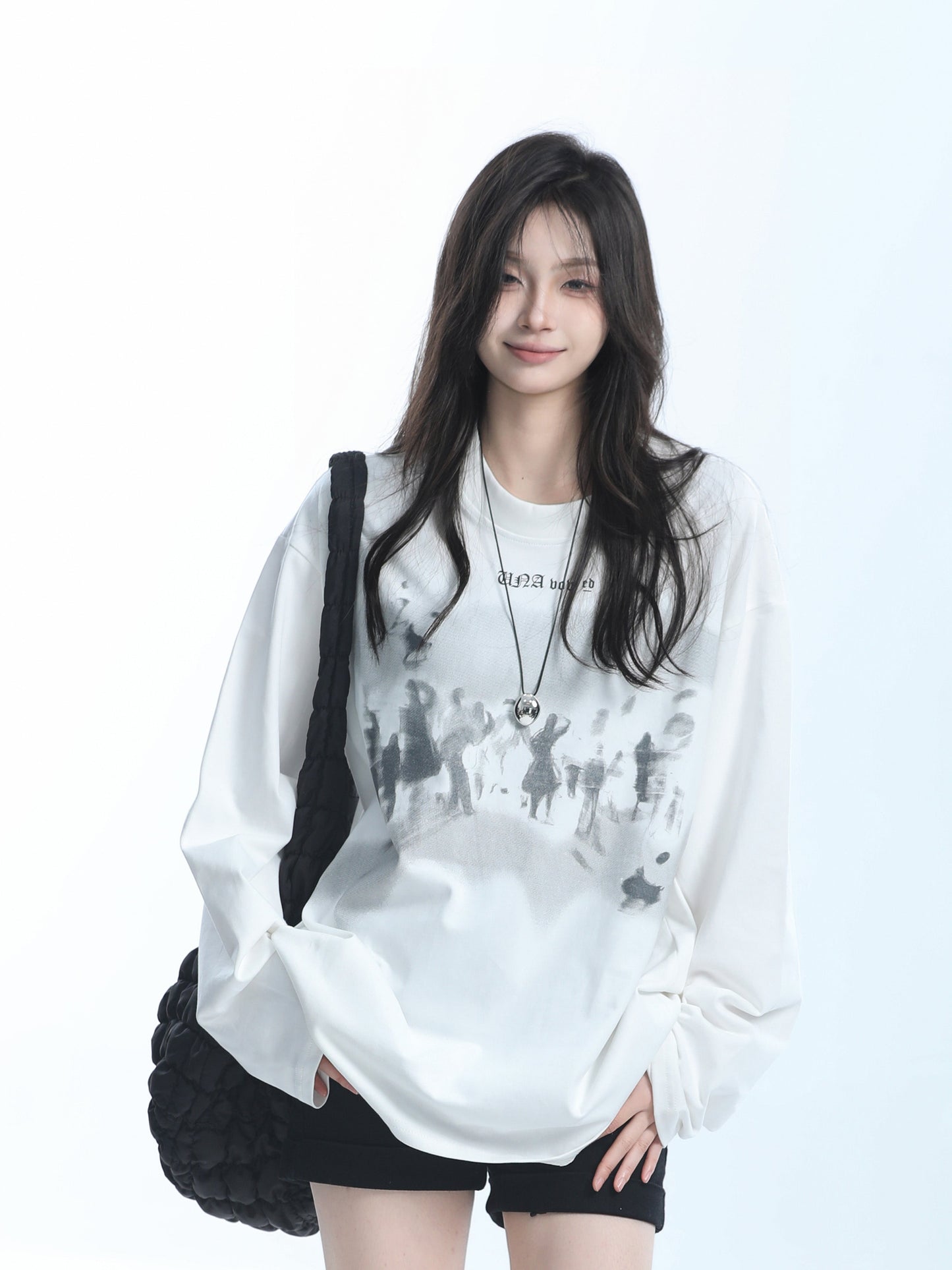 Oversize loose crewneck long sleeved T-shirt X3147