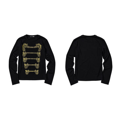 Gold Braid Print Long Sleeve Tee X3694