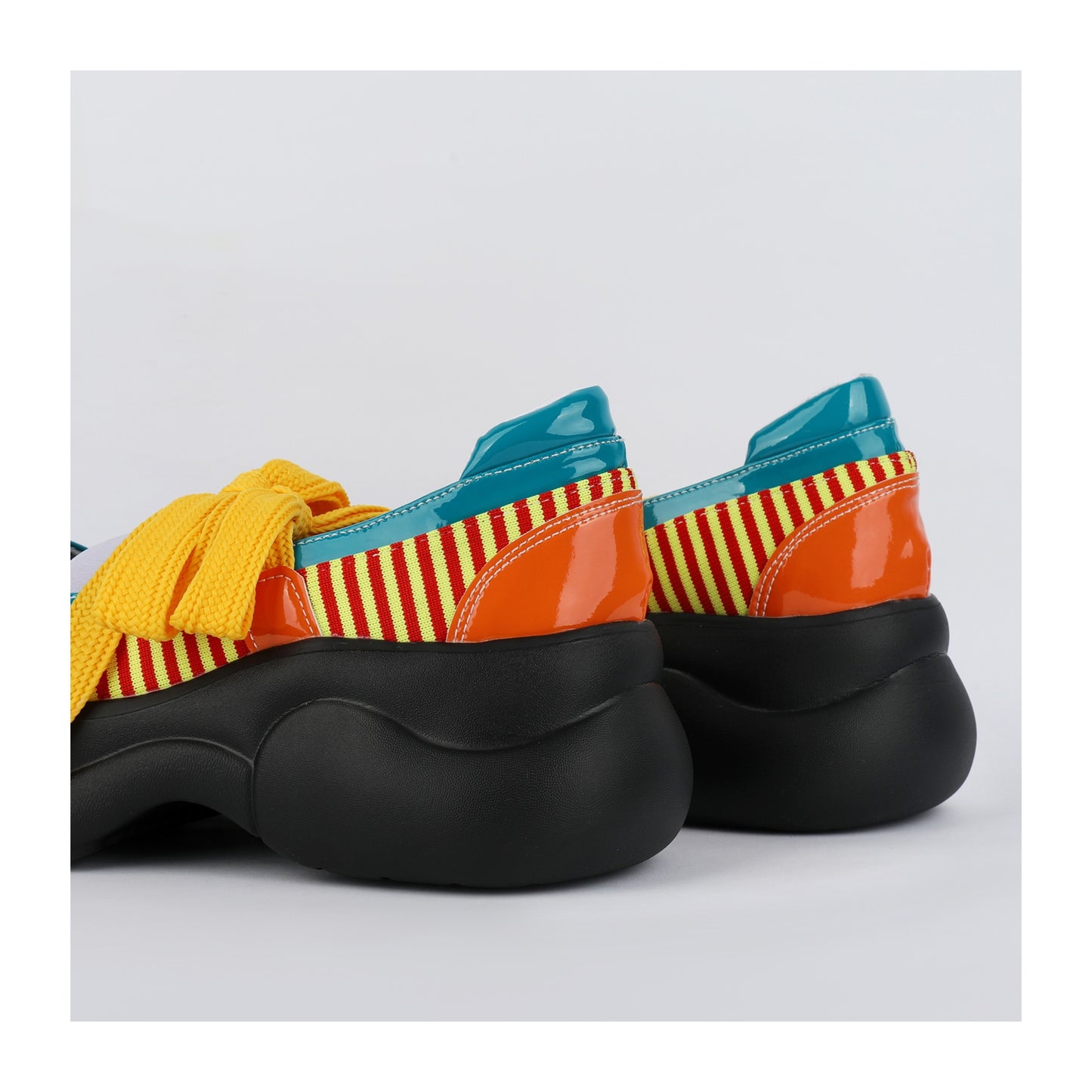 Colorblock Stripe Chunky Platform Lace-Up Shoes　X3481