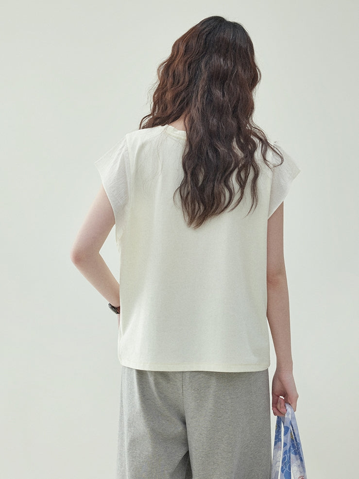 Floral Ruffle Sleeve T-Shirt　X3231