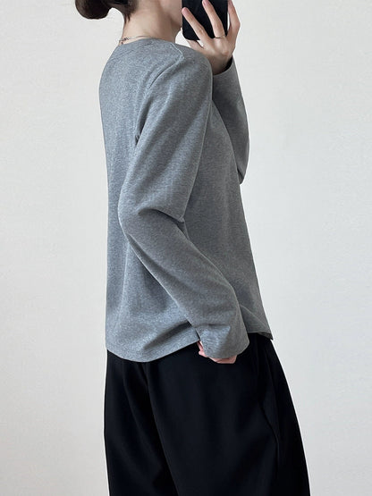 Simple crewneck long sleeved T-shirt　X3185