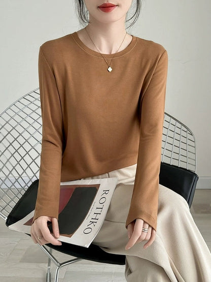 Round neck and half-high neck long sleeve T-shirt X3174