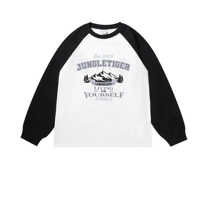 Contrast raglan long sleeve T-shirt X3056