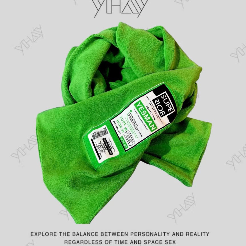 Color-Block Badge Neck Warmer Scarf X3497