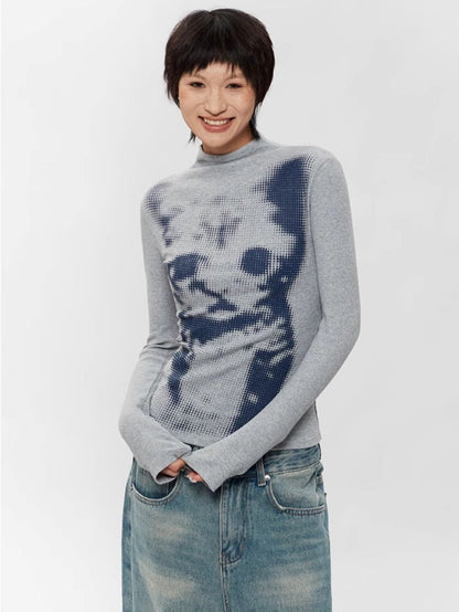 Half-turtleneck long sleeve slim T-Shirt X3111