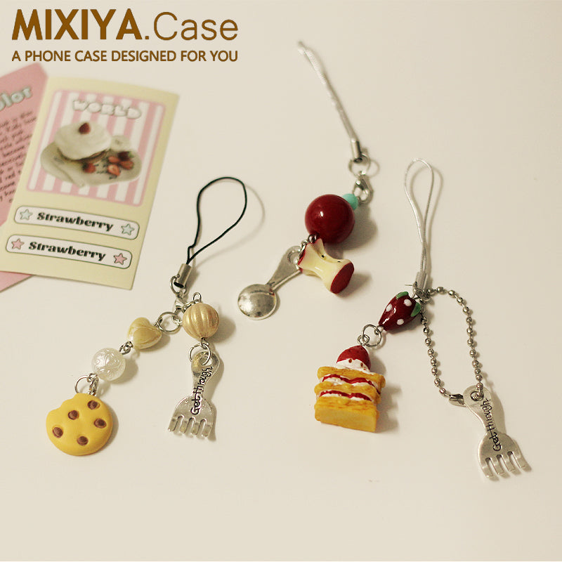 Cute dessert and fork  spoon pendant　X3069