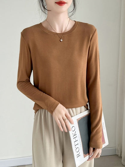 Round neck and half-high neck long sleeve T-shirt X3174