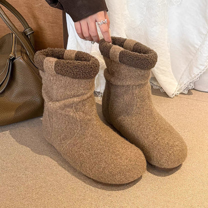 Fleece Hidden Heel Short Snow Boots　X3426