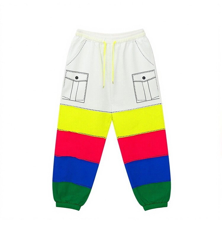 Multi-Color Blocked Wide Pants　X3532