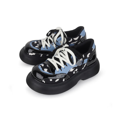 Colorblock Chunky Platform Lace-Up Shoes　X3476