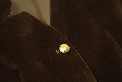 Gold shell button velvet vest X3103