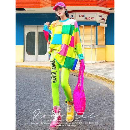 Colorblock Patchwork Logo Sweatshirt　X3431