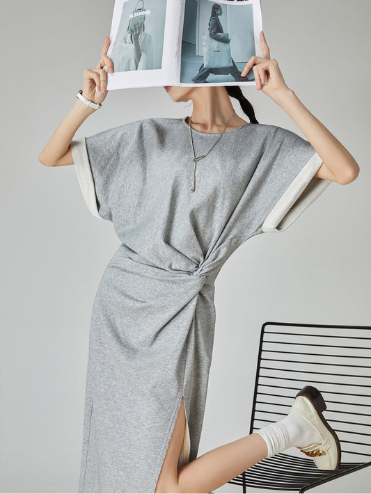 Asymmetrical Gray T-Shirt Dress X3310