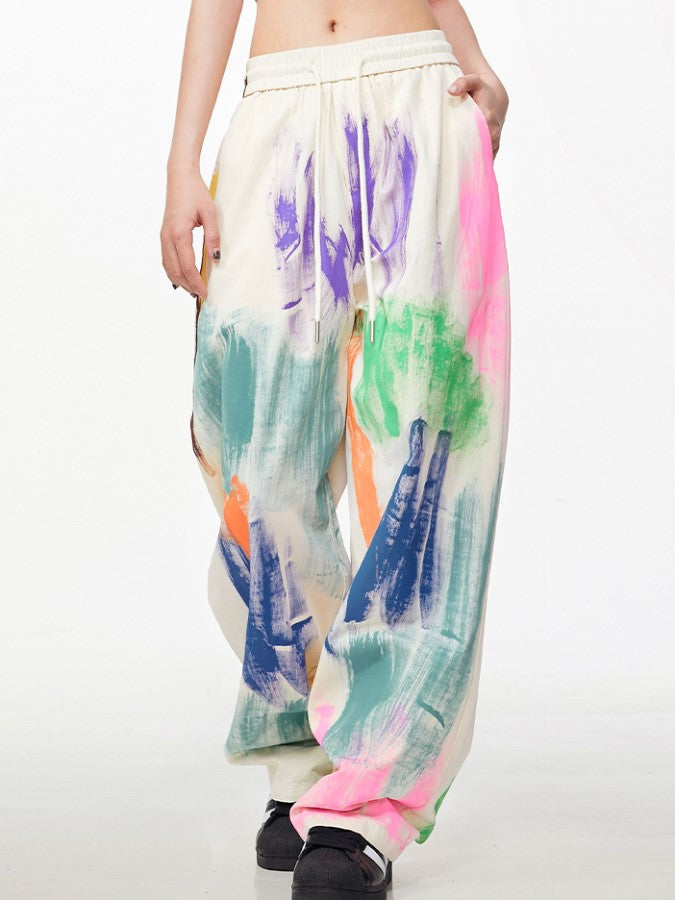 Graffiti wide leg pants X2261