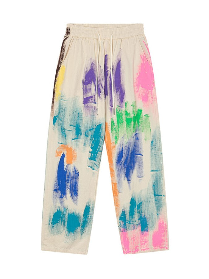 Graffiti wide leg pants X2261