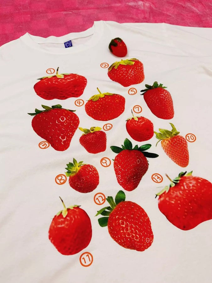 Strawberry Print Oversized T-shirt X2274