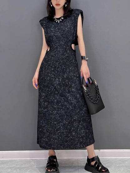 Sleeveless Marble Fashion Dress One Piece X2299