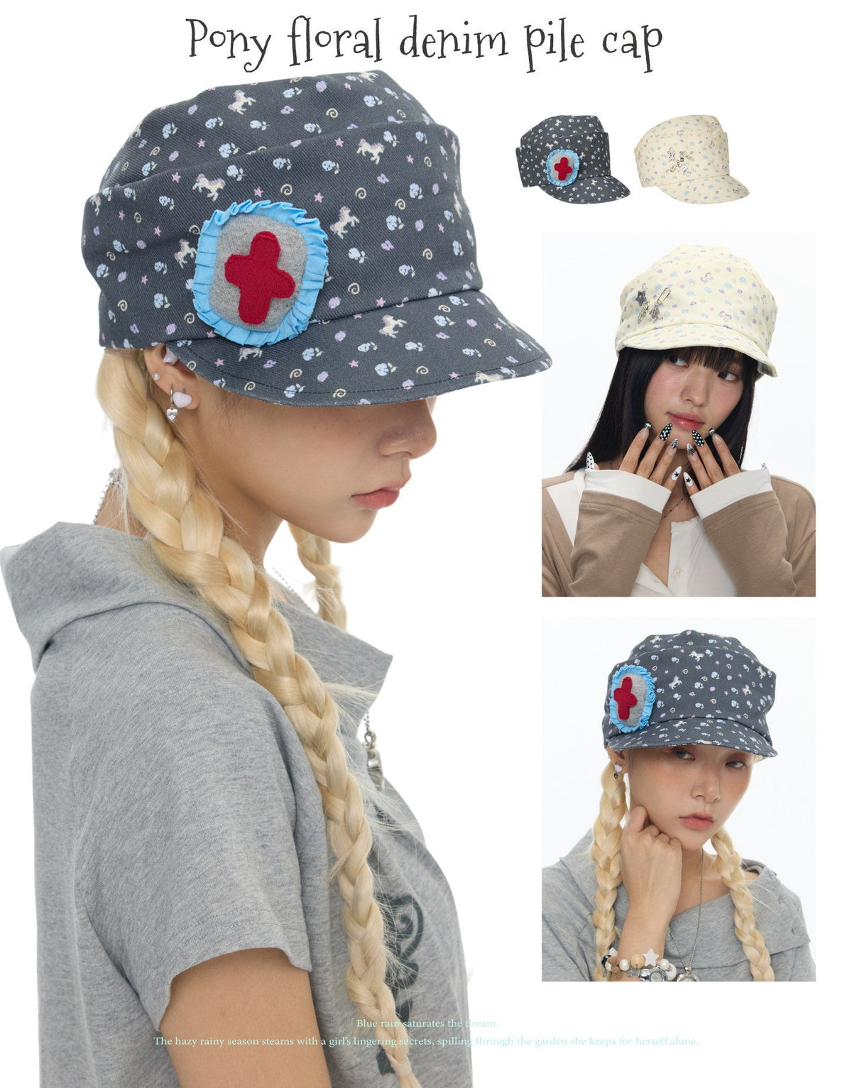 Vintage Floral Slouchy Cap　X3697