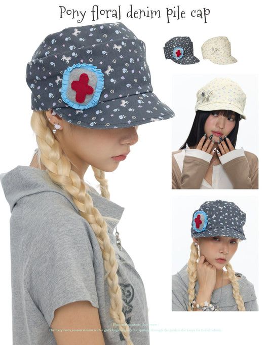 Vintage Floral Slouchy Cap　X3697