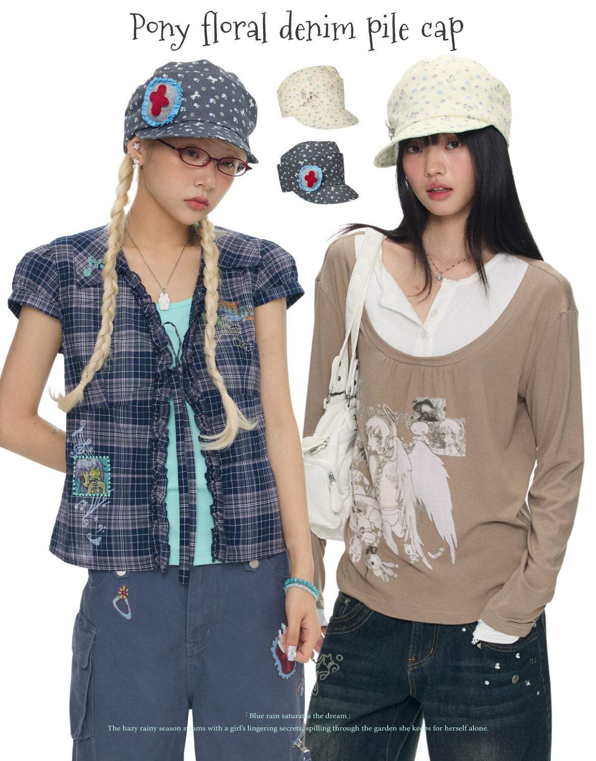 Vintage Floral Slouchy Cap　X3697