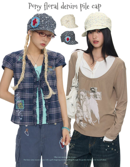 Vintage Floral Slouchy Cap　X3697