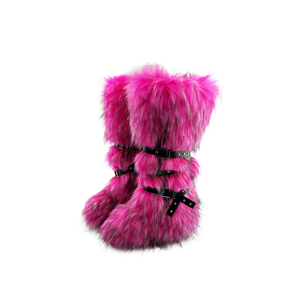 Fur Long Platform Snow Boots　X3423