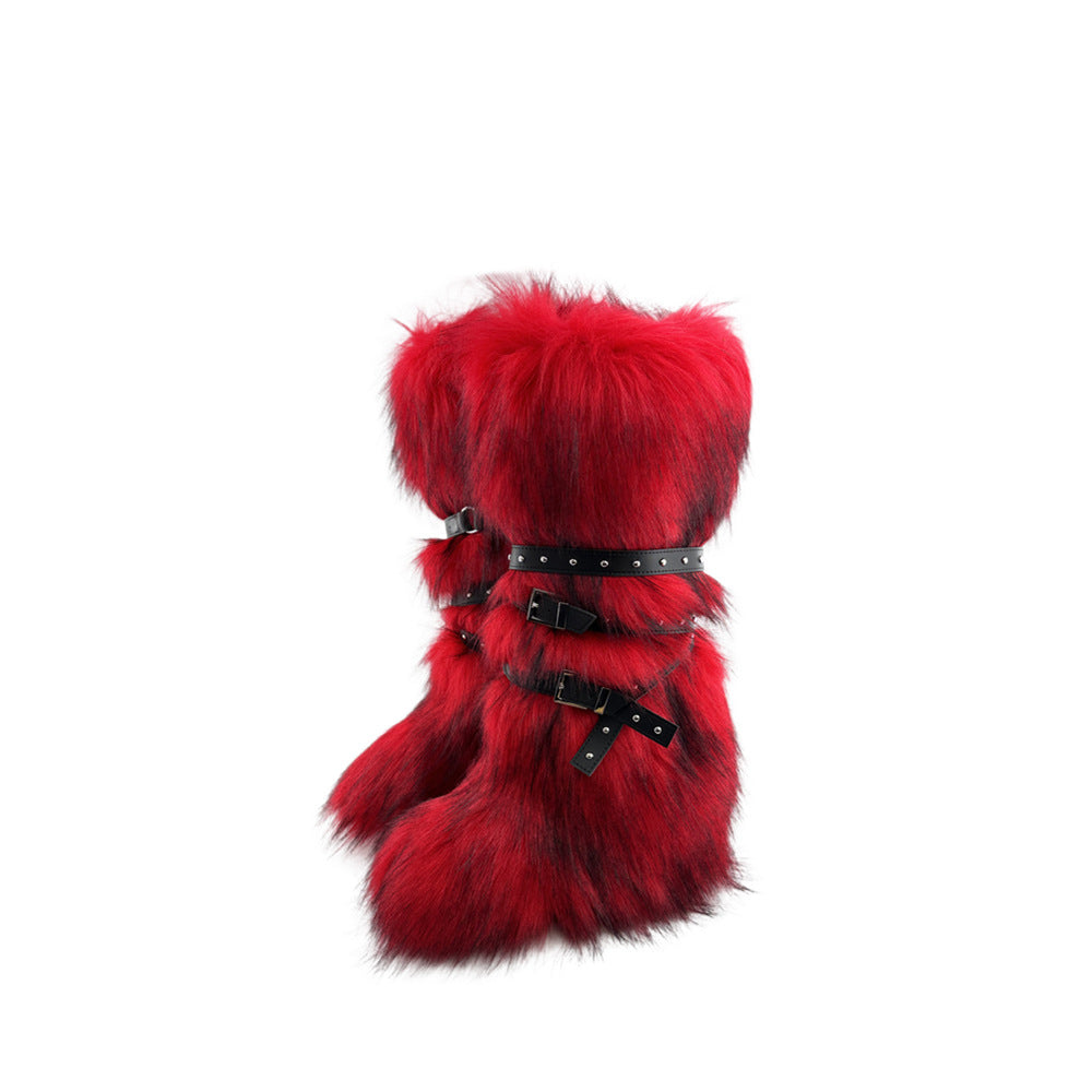 Fur Long Platform Snow Boots　X3423