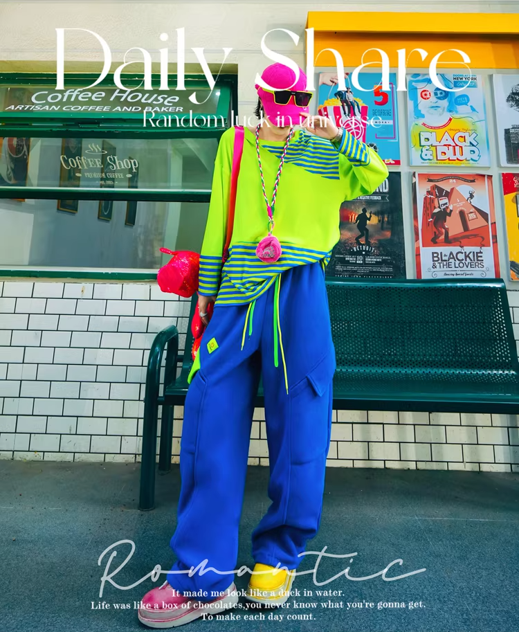 Color Block Striped Fleece Oversized Top　X3516