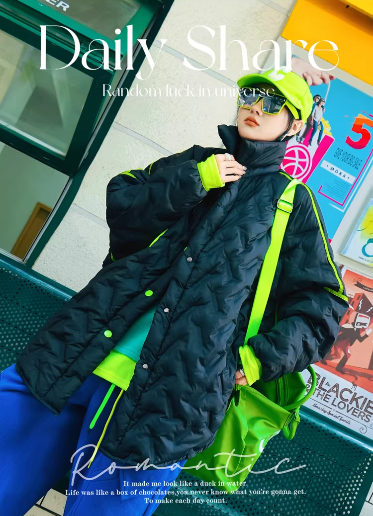 Letter Patch Oversized Padded Coat　X3508