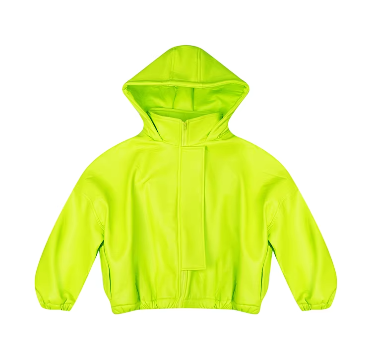 PU 抓絨內襯超大連帽外套 X3509