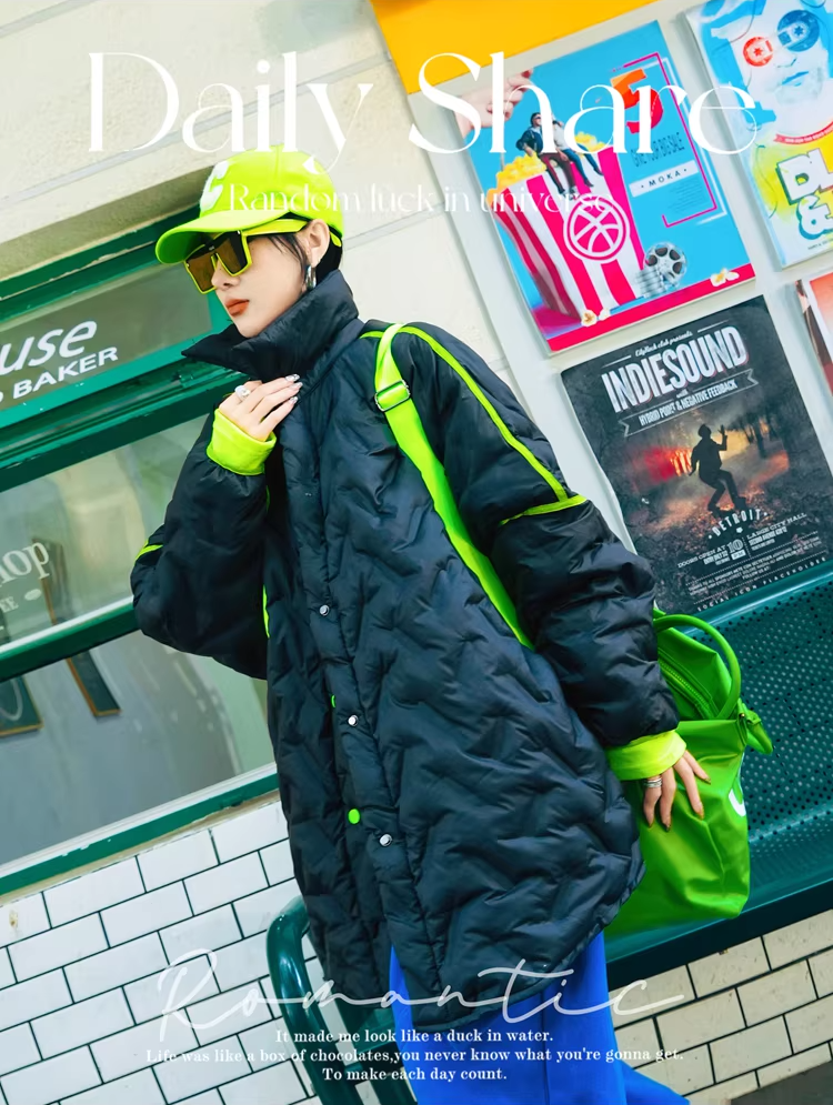 Letter Patch Oversized Padded Coat　X3508