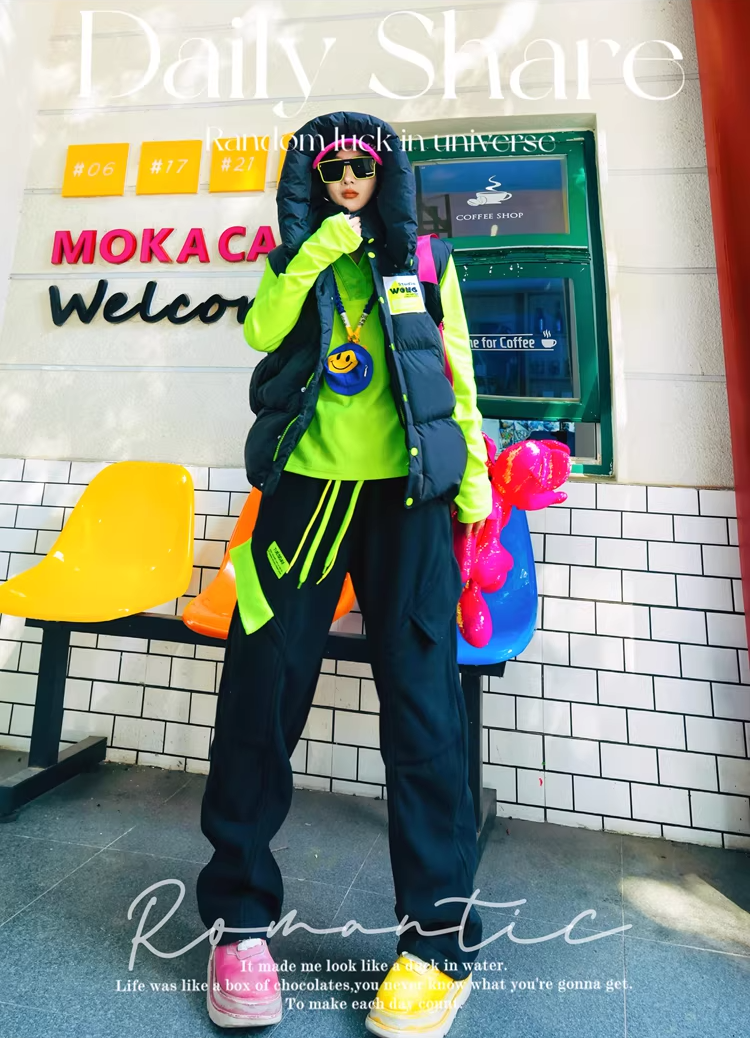 Neon Color PU Collar Fleece Polo Top X3515