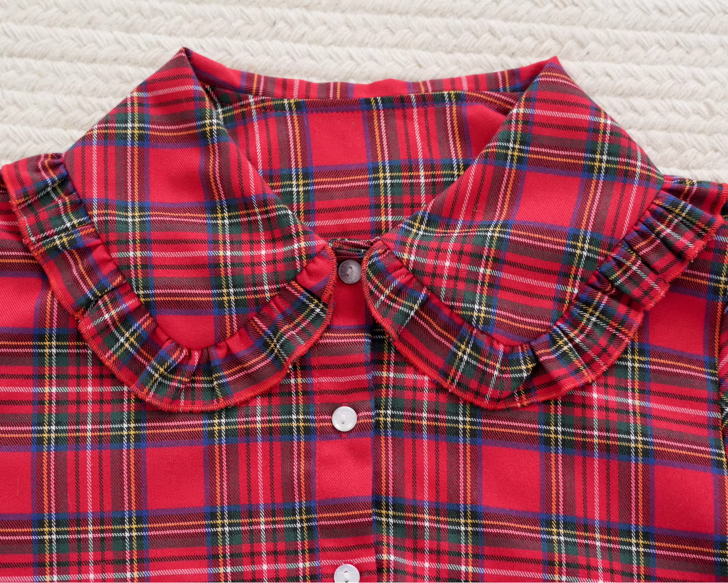Retro Plaid Tiered Ruffle Hem Shirt　X3525