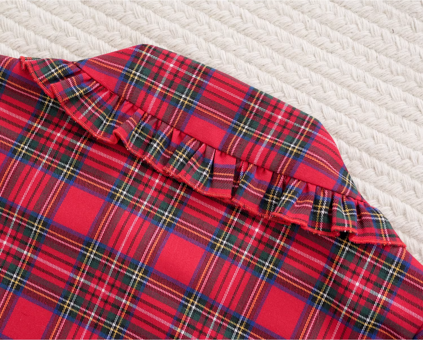 Retro Plaid Tiered Ruffle Hem Shirt　X3525