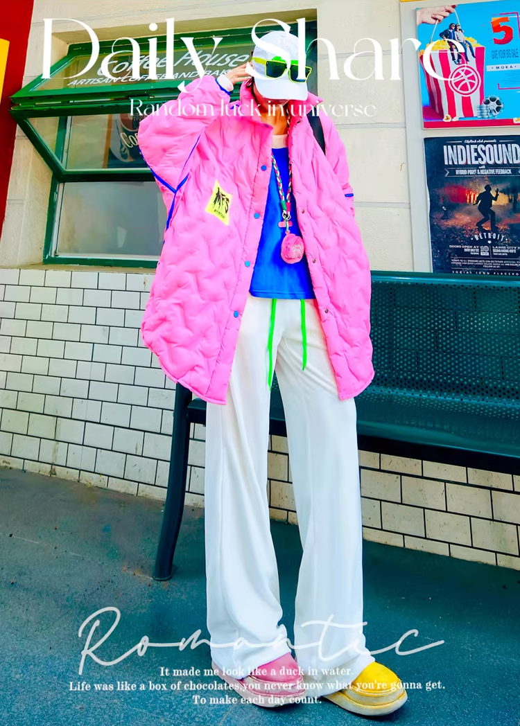 Letter Patch Oversized Padded Coat　X3508