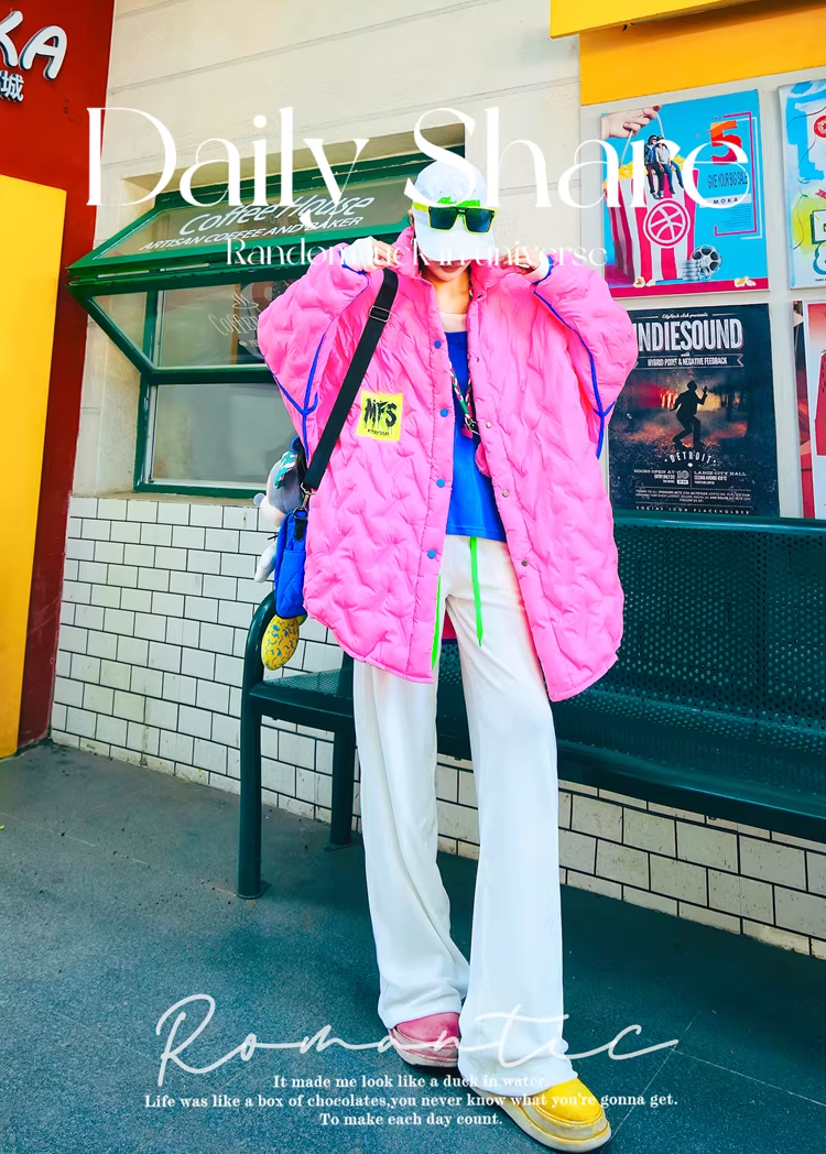 Letter Patch Oversized Padded Coat　X3508