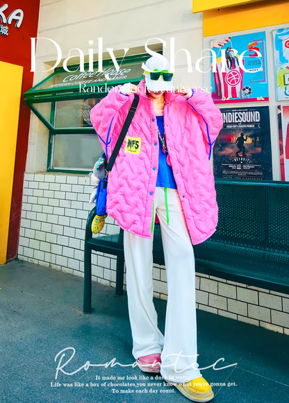 Letter Patch Oversized Padded Coat　X3508