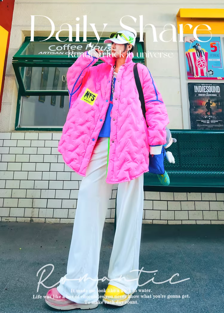 Letter Patch Oversized Padded Coat　X3508