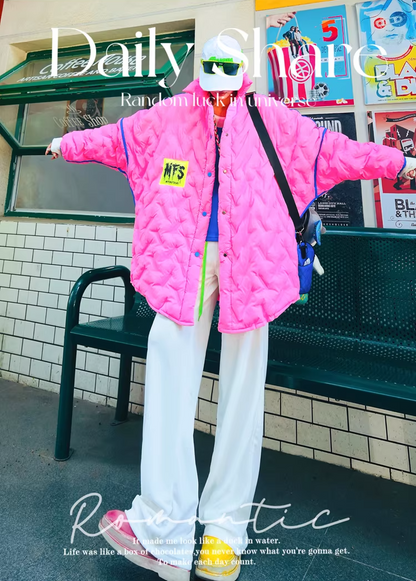 Color Straight Fleece-Lined Letter Patch Sweatpants　X3510