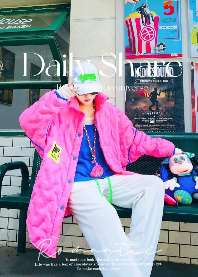 Letter Patch Oversized Padded Coat　X3508