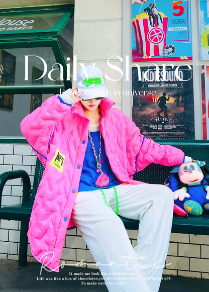 Letter Patch Oversized Padded Coat　X3508