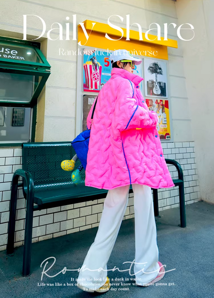 Letter Patch Oversized Padded Coat　X3508