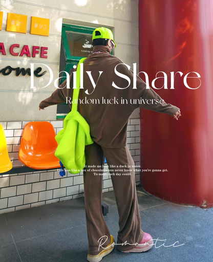 Color Batwing High-Neck Fleece Top　X3511