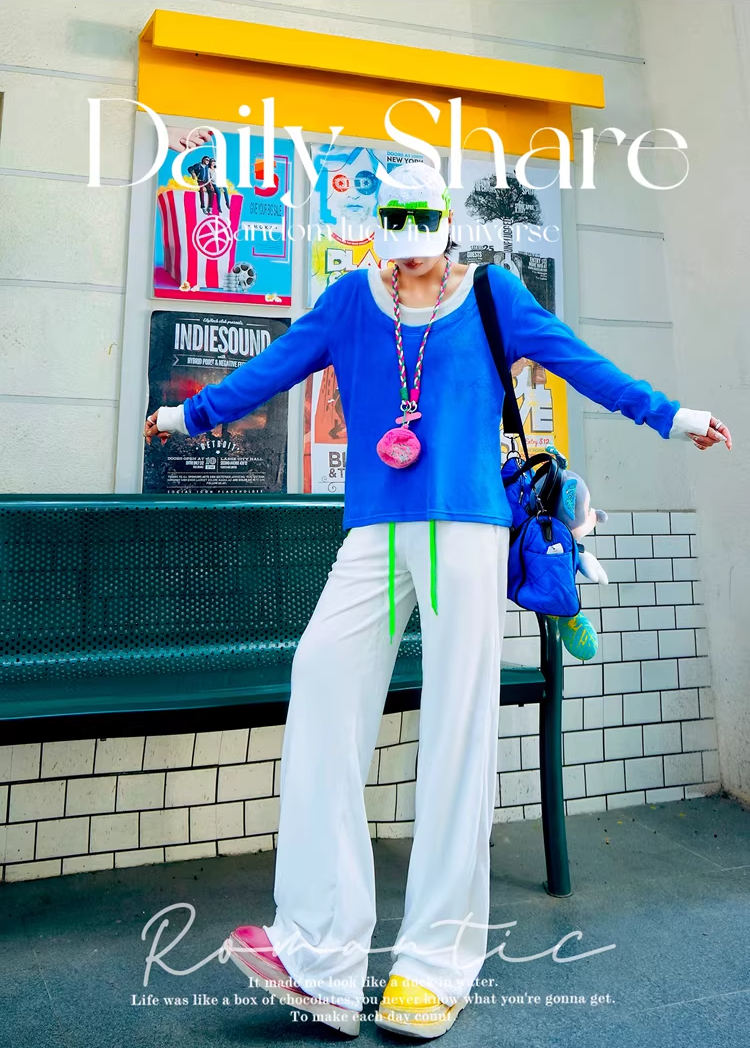 Neon Color Fleece-Lined Oversized T-Shirt　X3514
