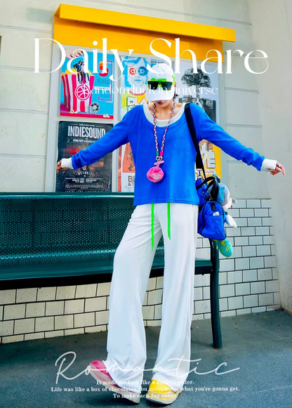 Neon Color Fleece-Lined Oversized T-Shirt　X3514