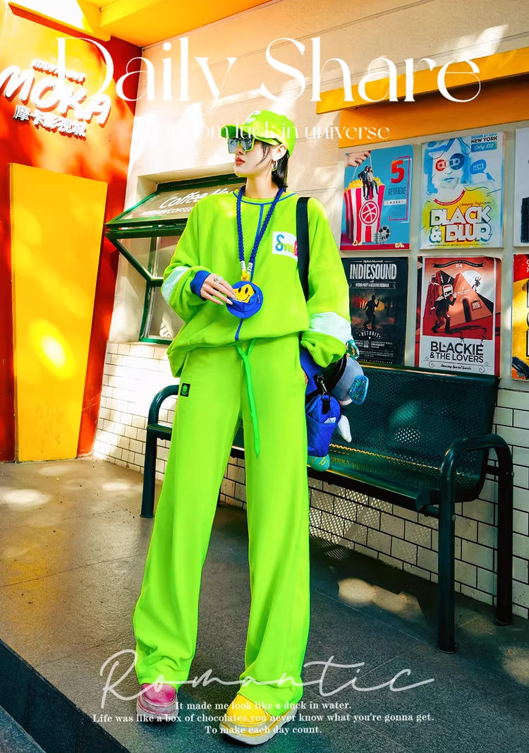 Color Straight Fleece-Lined Letter Patch Sweatpants　X3510