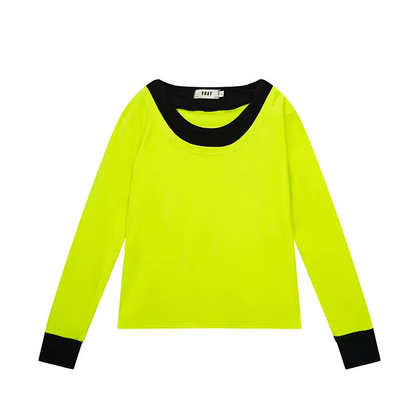 Neon Color Fleece-Lined Oversized T-Shirt　X3514