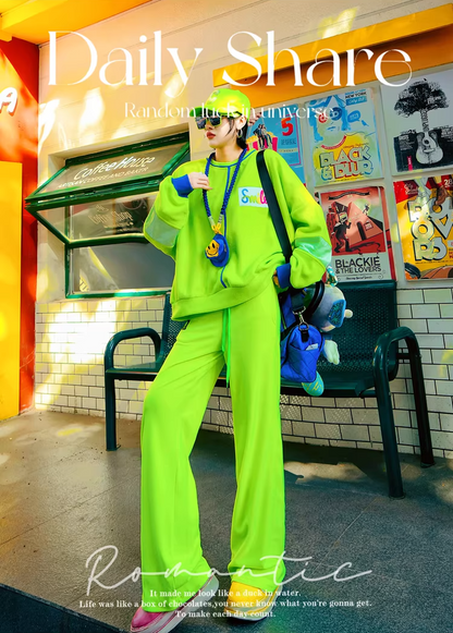 Color Straight Fleece-Lined Letter Patch Sweatpants　X3510