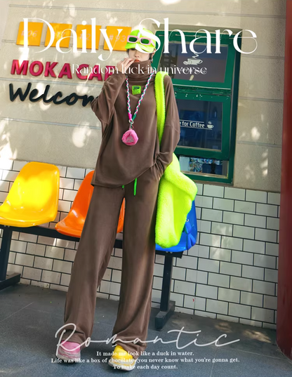 Color Straight Fleece-Lined Letter Patch Sweatpants　X3510